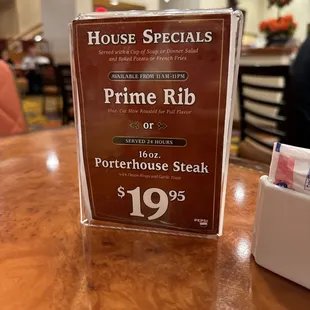 House Specials  menu