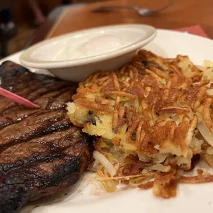 7oz N.Y. Steak, Two Eggs, Hash Browns, Toast &amp; Jelly