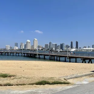 a view of a city from a beach