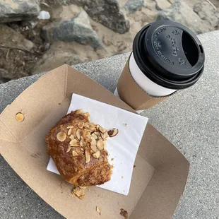 Bear Claw and Almond milk sugar free vanilla hot latte