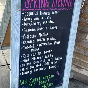 Spring menu