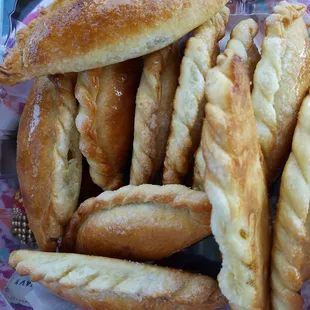 a plate of bread rolls