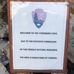 Entrance sign to Coronado Cave