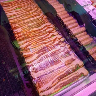 a display of bacon strips