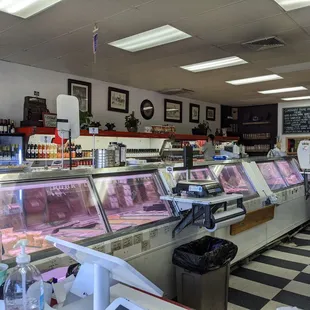 a view of a butcher&apos;s counter