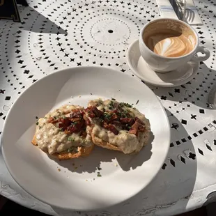 Biscuits and gravy and a nice latte