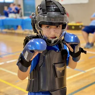 Camdon at the Dojo Expo getting ready to spar!