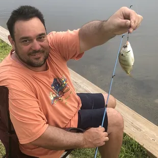Husband catching fish