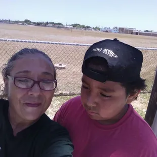 My son and I waiting for bus 37