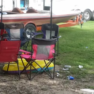 Beer cans, and trash everywhere.