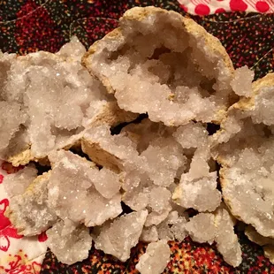 Just cracked open this geode I bought today at the trade center. #clearquartz