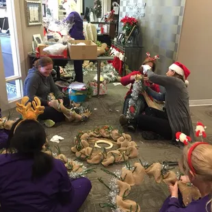 We were surprised by Dr. Ralph and Susan and we made wreaths during one of our weekly meetings.