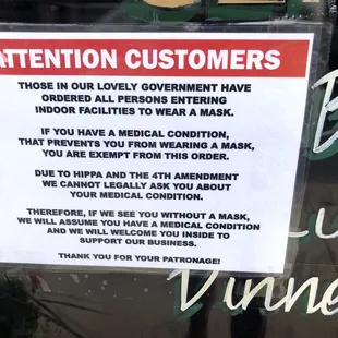 a sign in the window