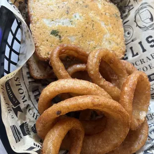 Tri-Tip Melt with Onion Rings.