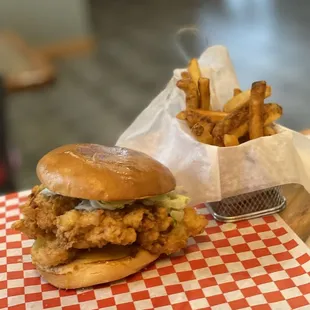 Breaded Chicken Burger that comes with fries!