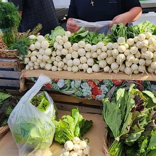 Tiny turnips and greens.