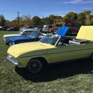 A car show featuring Chevy Corvair, seriously, they were in perfect condition!