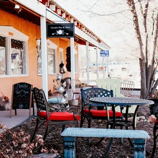 a patio area