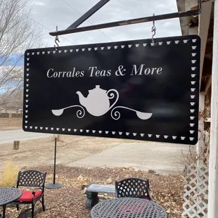 Outdoor patio and signage