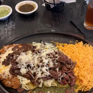 Green steak enchiladas