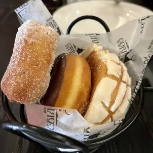 a basket of donuts