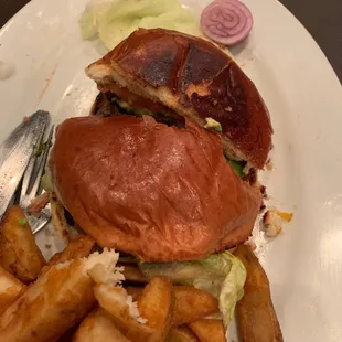 Burnt... this is the replacement bun for the even more burnt bun that first came out with it.