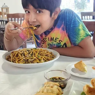 Fried Pork Dumplings  and Chicken LoMein for the win.