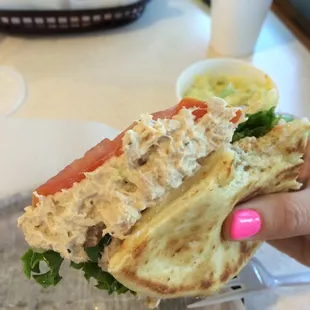 Tuna melt on a pita