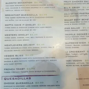 menu