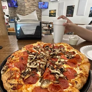 12" PEPPERONI PIZZA WITH MUSHROOMS
