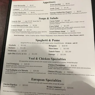 Apps/Dinners