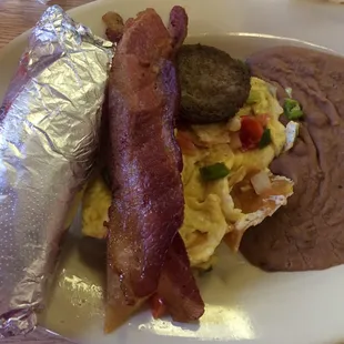 The Migas plate with sausage added