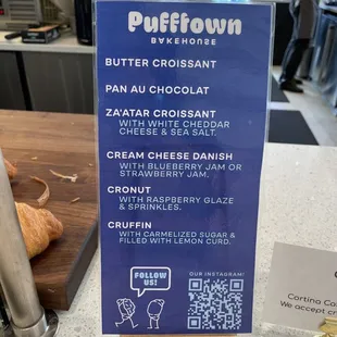 Pastries available (from Pufftown Bakehouse) as of 5/15
