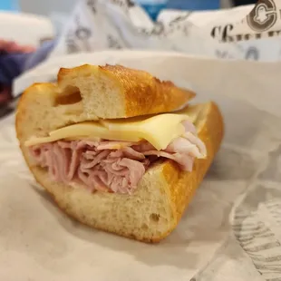 a ham and cheese sandwich