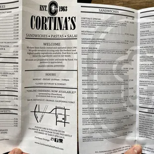 menu
