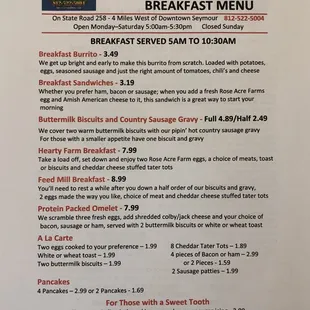 Breakfast Menu