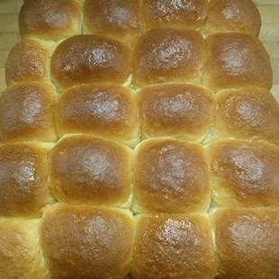 Gail's homemade yeast rolls served for lunch everyday, or available for purchase with prior order.