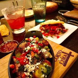 Steak arepas and side potatoes