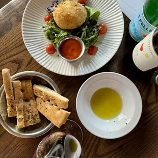 Fried burrata and housemade foccacia