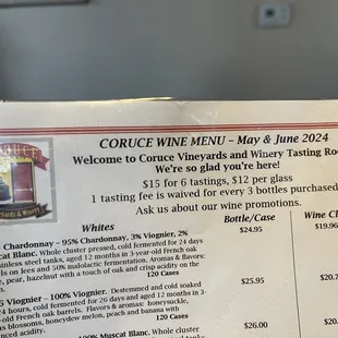 $15 for 6 tastings