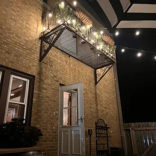 View from our table outside; gives cozy vibes!