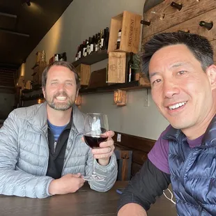 Enjoying the house Pinot!