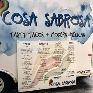 Cosa Sabrosa food truck and their menu