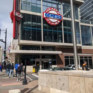 people walking on the sidewalk