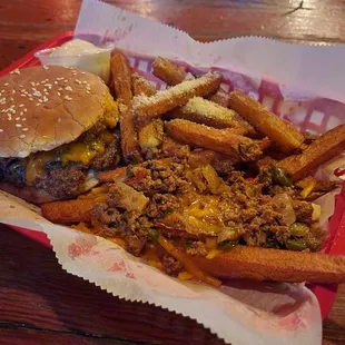 Cheeseburger with Truffle-Parm Fries &amp; Cottage Fries