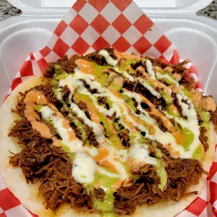 July 2021: Corncake w/ shredded meat &amp; cheese @ $8