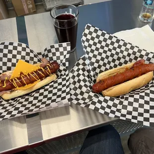 Black Hole and Planet Red Hot Dogs with Huckleberry Cider