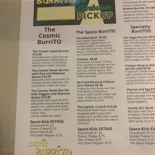 Front of menu