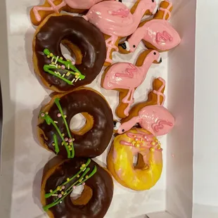 a variety of donuts in a box