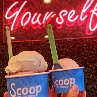 Single Scoop- Strawberry n Cream Double Scoops- Vanilla Bean, Chocolate